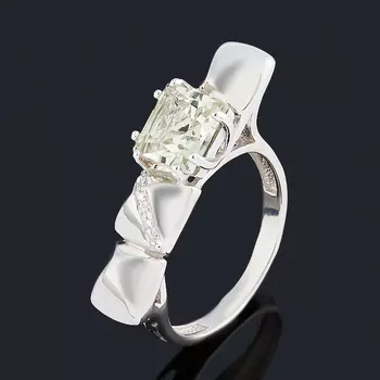 Кольцо празиолит огранка (серебро 925 пр. родир. бел.) размер 17