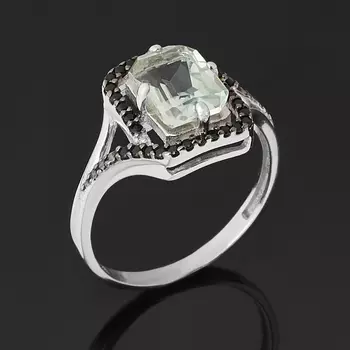 Кольцо празиолит огранка (серебро 925 пр. родир. бел.) размер 17,5