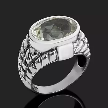 Кольцо празиолит (серебро 925 пр. оксидир.) огранка размер 17