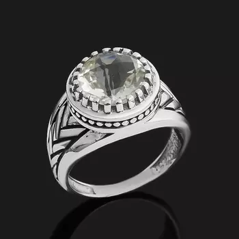 Кольцо празиолит (серебро 925 пр. оксидир.) огранка размер 18