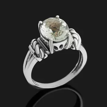 Кольцо празиолит (серебро 925 пр. оксидир.) огранка размер 19