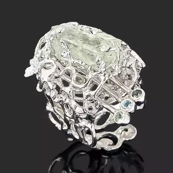 Кольцо празиолит (серебро 925 пр. позолота, родир. бел.) (регулируемый) размер 18