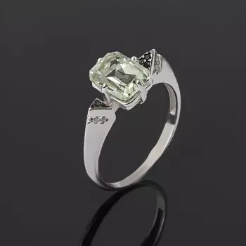 Кольцо празиолит (серебро 925 пр. родир. бел.) огранка размер 17