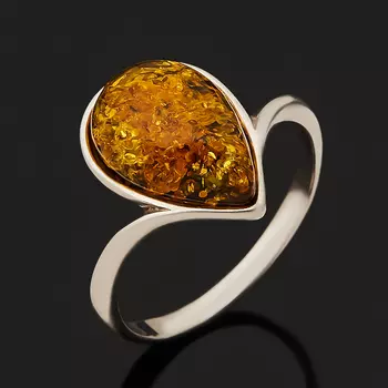 Кольцо янтарь (дублет) (серебро 925 пр. родир. бел.) размер 18