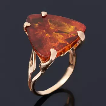 Кольцо янтарь пресс (серебро 925 пр. позолота) размер 16