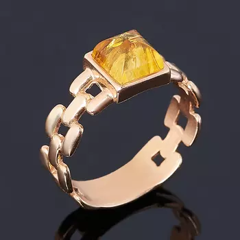 Кольцо янтарь пресс (серебро 925 пр. позолота) размер 17,5