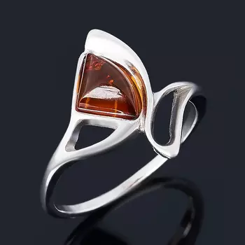 Кольцо янтарь пресс (серебро 925 пр. родир. бел.) размер 17,5