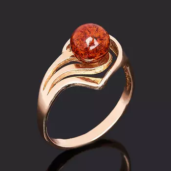 Кольцо янтарь пресс (серебро 925 пр. позолота) размер 17,5