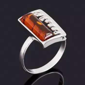 Кольцо янтарь пресс (серебро 925 пр. родир. бел.) размер 18,5