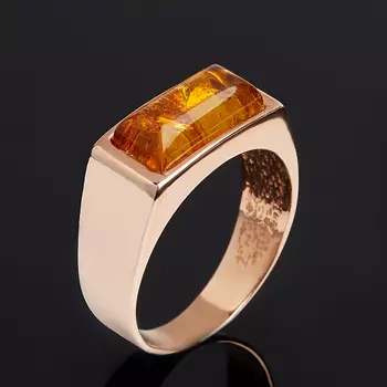 Кольцо янтарь пресс (серебро 925 пр. позолота) размер 18