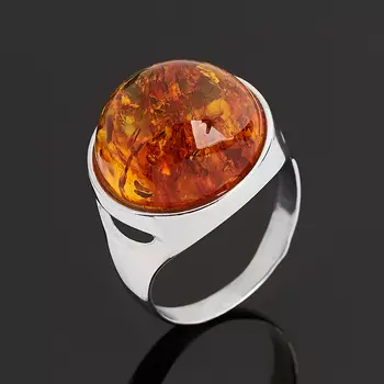 Кольцо янтарь пресс (серебро 925 пр. родир. бел.) размер 18