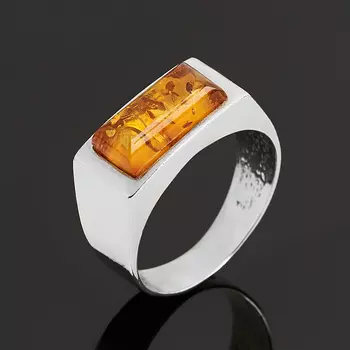 Кольцо янтарь пресс (серебро 925 пр. родир. бел.) размер 17