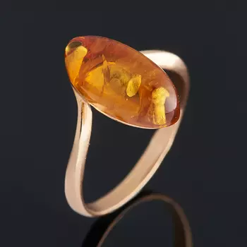 Кольцо янтарь пресс (серебро 925 пр. позолота) размер 17,5