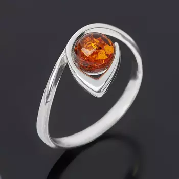 Кольцо янтарь пресс (серебро 925 пр. родир. бел.) размер 17,5