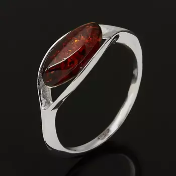 Кольцо янтарь пресс (серебро 925 пр. родир. бел.) размер 18,5