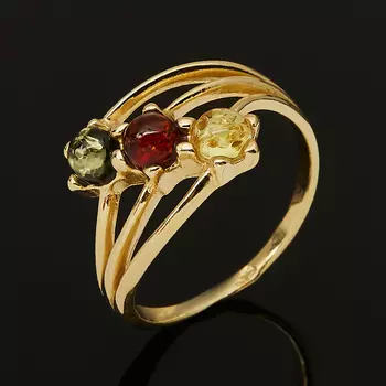 Кольцо янтарь пресс (серебро 925 пр. позолота) размер 16,5