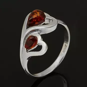 Кольцо янтарь пресс (серебро 925 пр. родир. бел.) размер 18,5