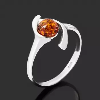 Кольцо янтарь пресс (серебро 925 пр. родир. бел.) размер 18