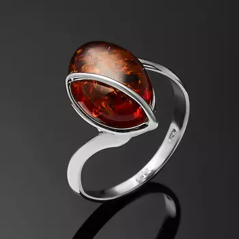 Кольцо янтарь пресс (серебро 925 пр. родир. бел.) размер 18