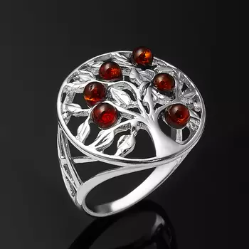 Кольцо янтарь пресс (серебро 925 пр. родир. бел.) размер 16,5