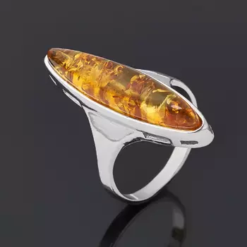 Кольцо янтарь пресс (серебро 925 пр. родир. бел.) размер 18