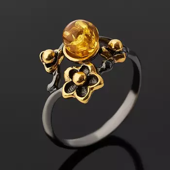 Кольцо янтарь пресс (серебро 925 пр., позолота) размер 18,5