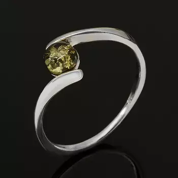 Кольцо янтарь пресс (серебро 925 пр. родир. бел.) размер 18