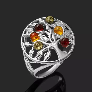 Кольцо янтарь пресс (серебро 925 пр. родир. бел.) размер 16,5