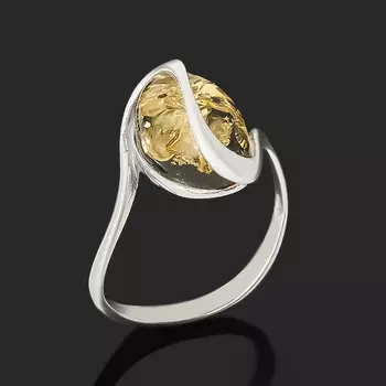 Кольцо янтарь пресс (серебро 925 пр. родир. бел.) размер 16,5