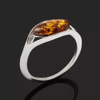 Кольцо янтарь пресс (серебро 925 пр. родир. бел.) размер 18