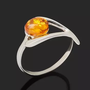 Кольцо янтарь пресс (серебро 925 пр. родир. бел.) размер 18,5