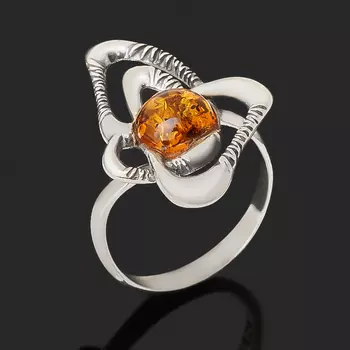 Кольцо янтарь пресс (серебро 925 пр. оксидир.) размер 18