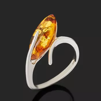 Кольцо янтарь пресс (серебро 925 пр. родир. бел.) размер 16,5