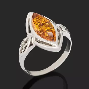 Кольцо янтарь пресс (серебро 925 пр. родир. бел.) размер 18,5
