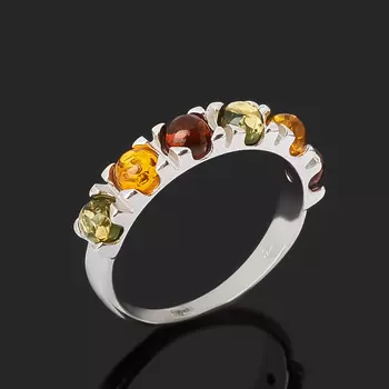 Кольцо янтарь пресс (серебро 925 пр. родир. бел.) размер 19