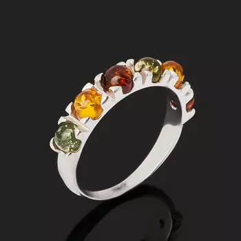 Кольцо янтарь пресс (серебро 925 пр. родир. бел.) размер 18,5