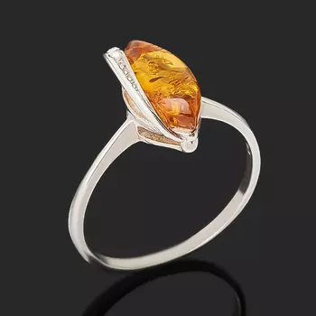 Кольцо янтарь пресс (серебро 925 пр. родир. бел.) размер 18