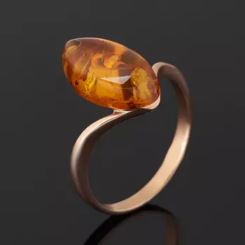 Кольцо янтарь пресс (серебро 925 пр. позолота) размер 17