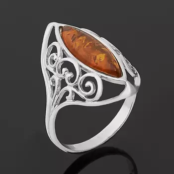 Кольцо янтарь пресс (серебро 925 пр. родир. бел.) размер 17,5