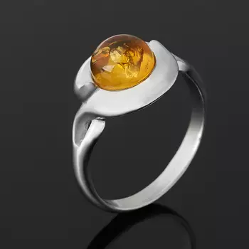 Кольцо янтарь пресс (серебро 925 пр. родир. бел.) размер 17