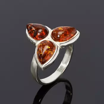 Кольцо янтарь размер 17