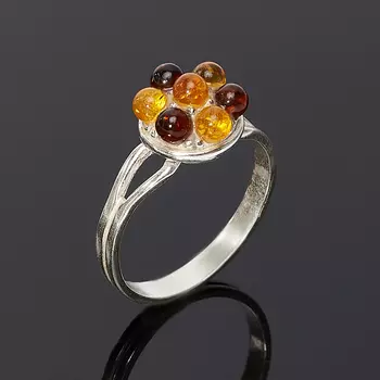 Кольцо янтарь размер 17