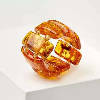 Кольцо янтарь (регулируемый) размер 19
