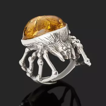 Кольцо янтарь (серебро 925 пр. оксидир.) размер 17,5 (регулируемый)