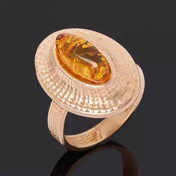Кольцо янтарь (серебро 925 пр. позолота) размер 17,5