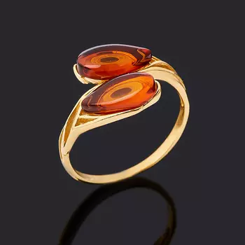 Кольцо янтарь (серебро 925 пр. позолота) размер 18,5