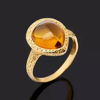 Кольцо янтарь (серебро 925 пр. позолота) размер 18