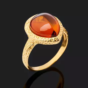 Кольцо янтарь (серебро 925 пр. позолота) размер 17