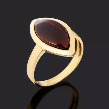 Кольцо янтарь (серебро 925 пр. позолота) размер 18