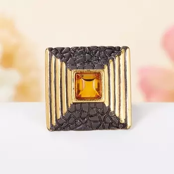 Кольцо янтарь (серебро 925 пр., позолота) размер 16,5